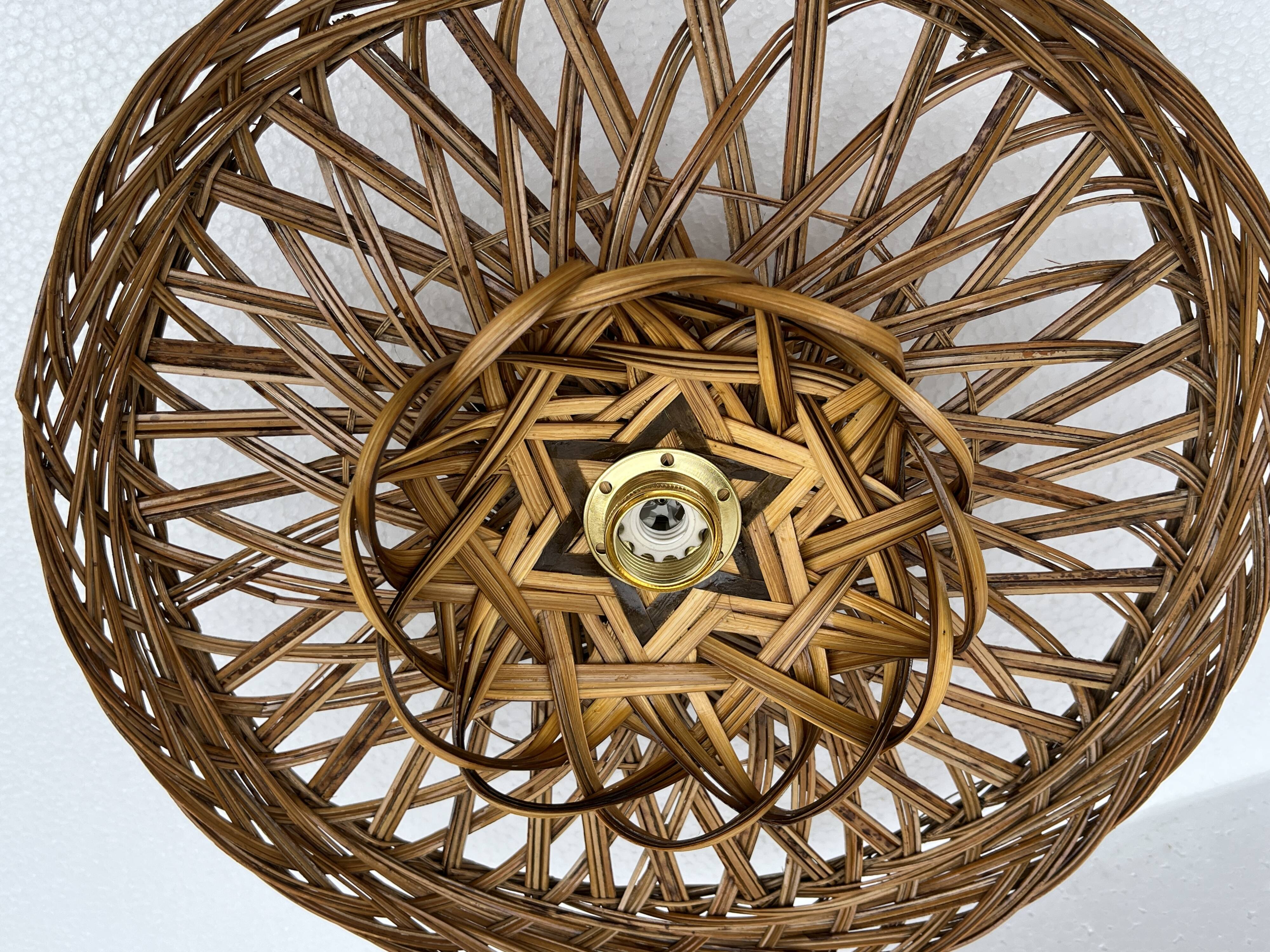 Vintage rattan basket wicker wall light 32 cm