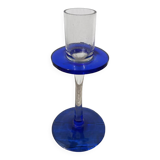 Bougeoir en verre soufflé bleu