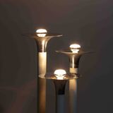 French tripod floor lamp with trumpet shades in chrome and enamel, 1960s