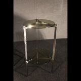 Pair of 70s chrome metal side table