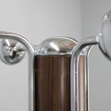 Porte-manteau italien en fer, plastique chromé et base en bois, années 1970