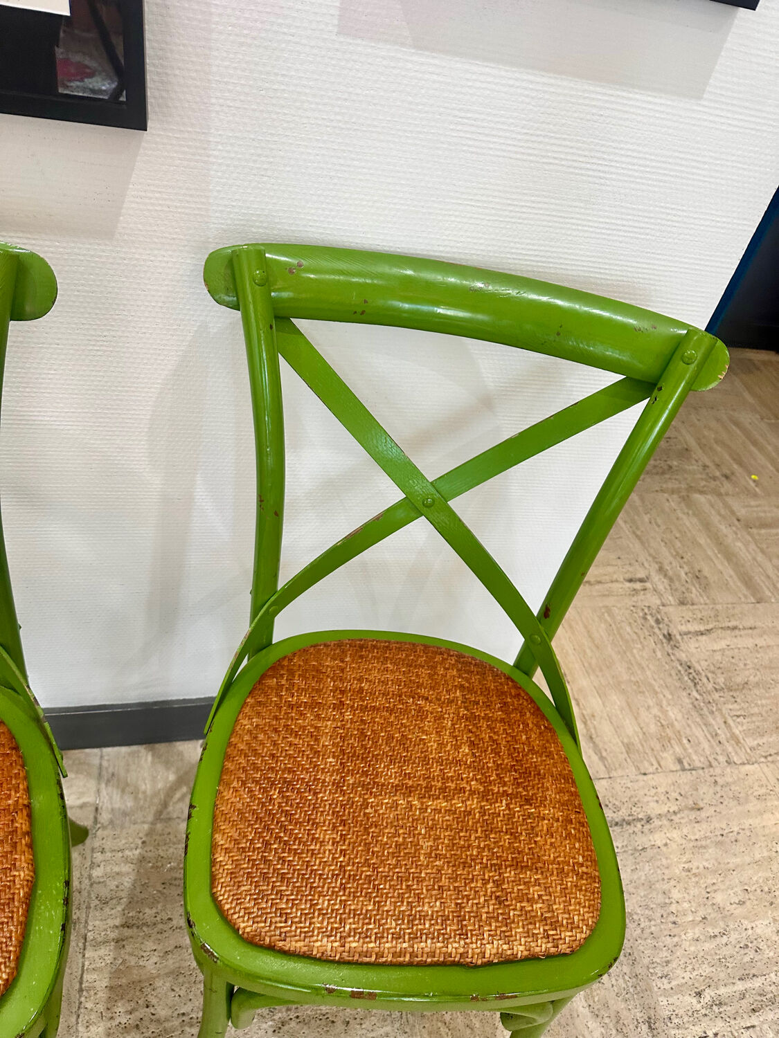 Vintage green bistro chair pairs