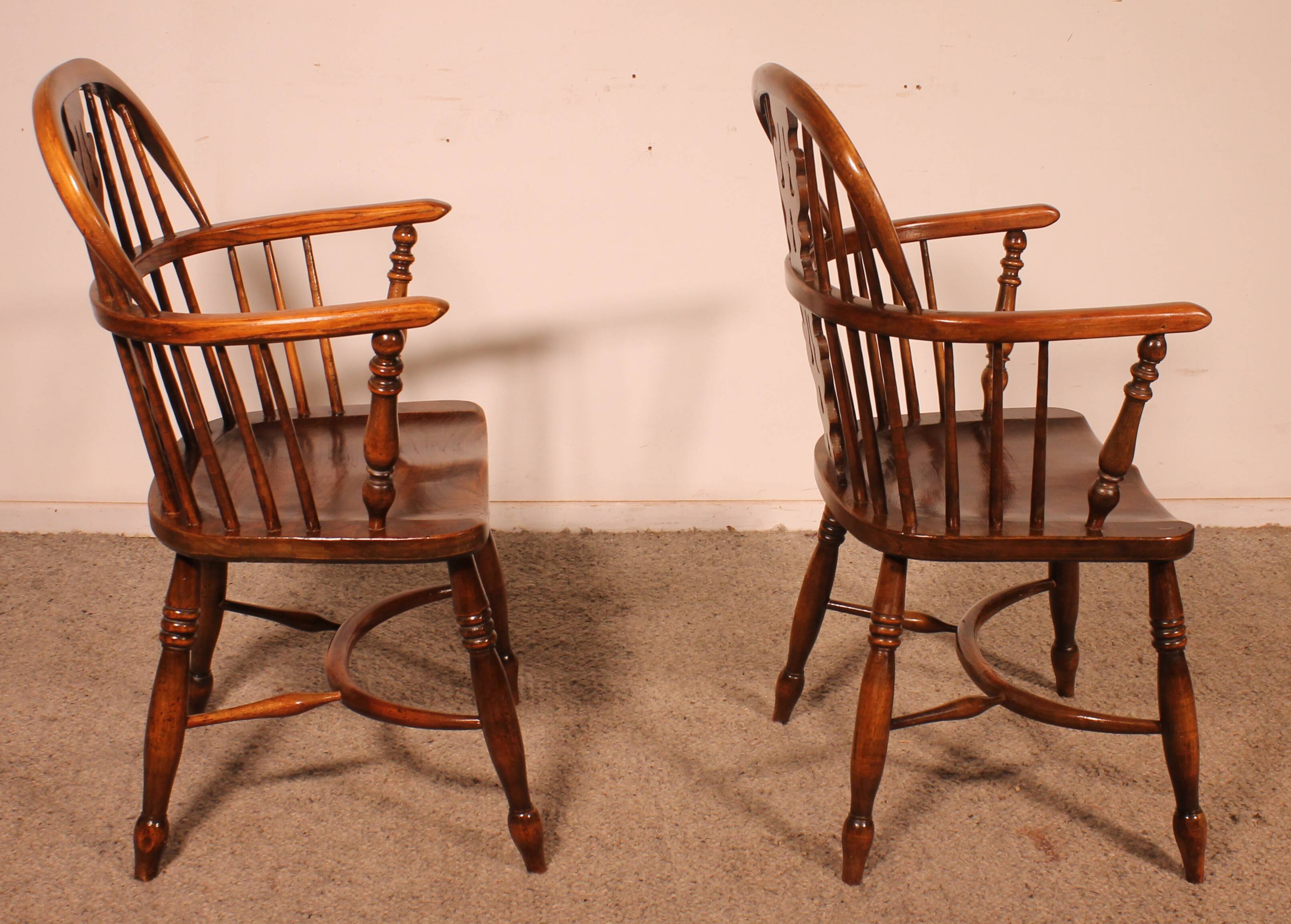 Pair of English Windsor Armchairs