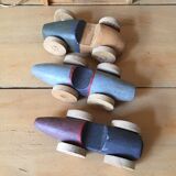 Three old wooden cars