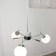 Lustre Mid-Century en Chrome et Opaline, Italie