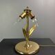 Pencil reed rattan bamboo and brass flower table desk lamp, Italy, 1980s