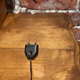 Table lamp in wood and fabric with switch