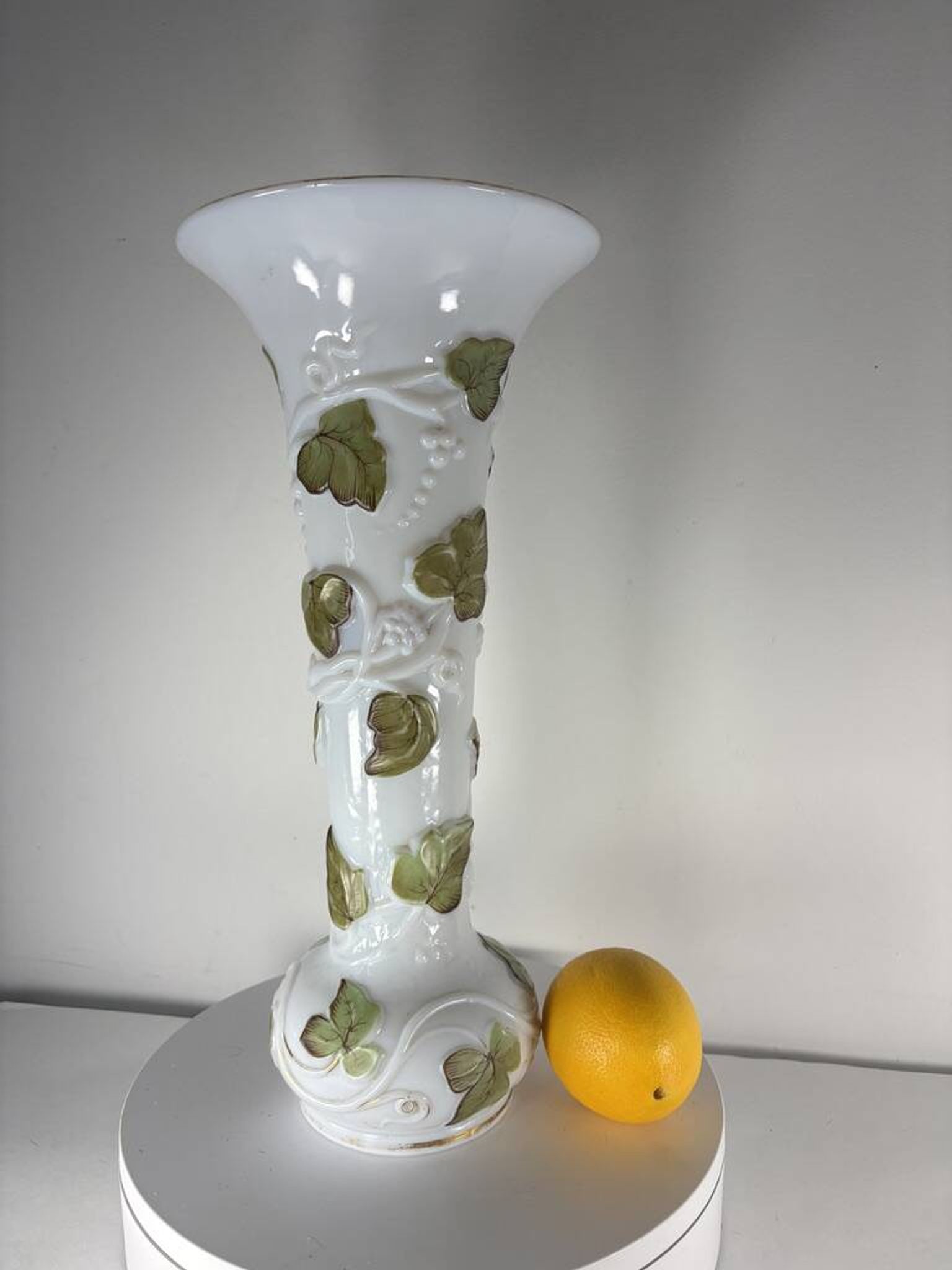 Baccarat Opaline Vase XXL Grape Decoration 1860 19th Century France