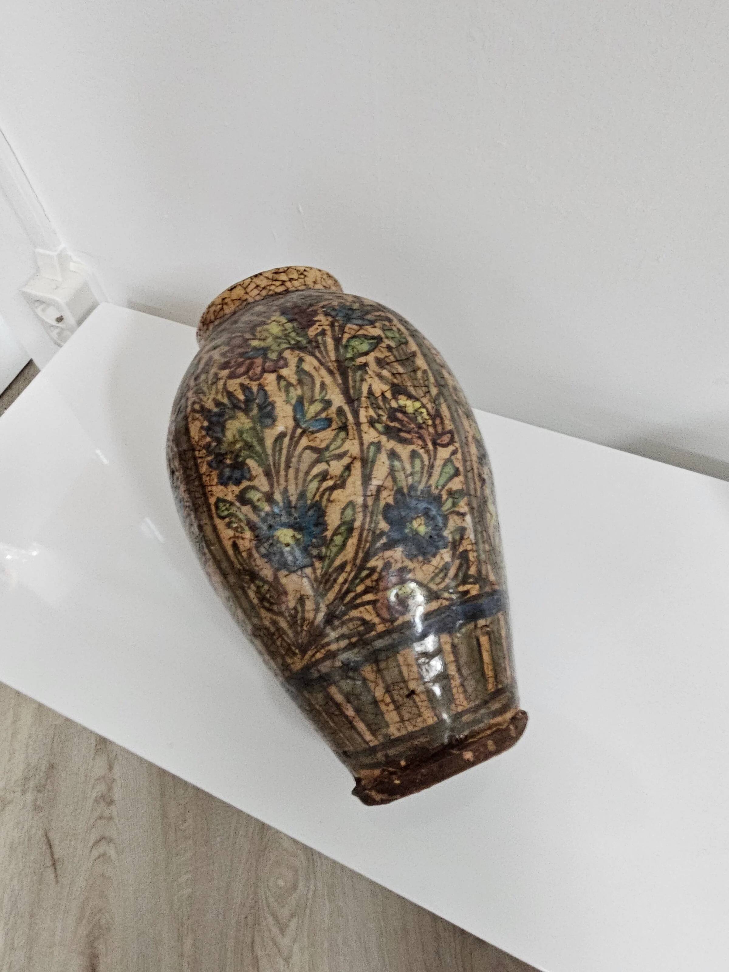 Early 20th century Persian Qajar dynasty pottery vases / bowl / bottle / 1900s