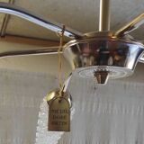 Chandelier with 6 lights in gold-plated metal and glass tulip - mid 20th century.