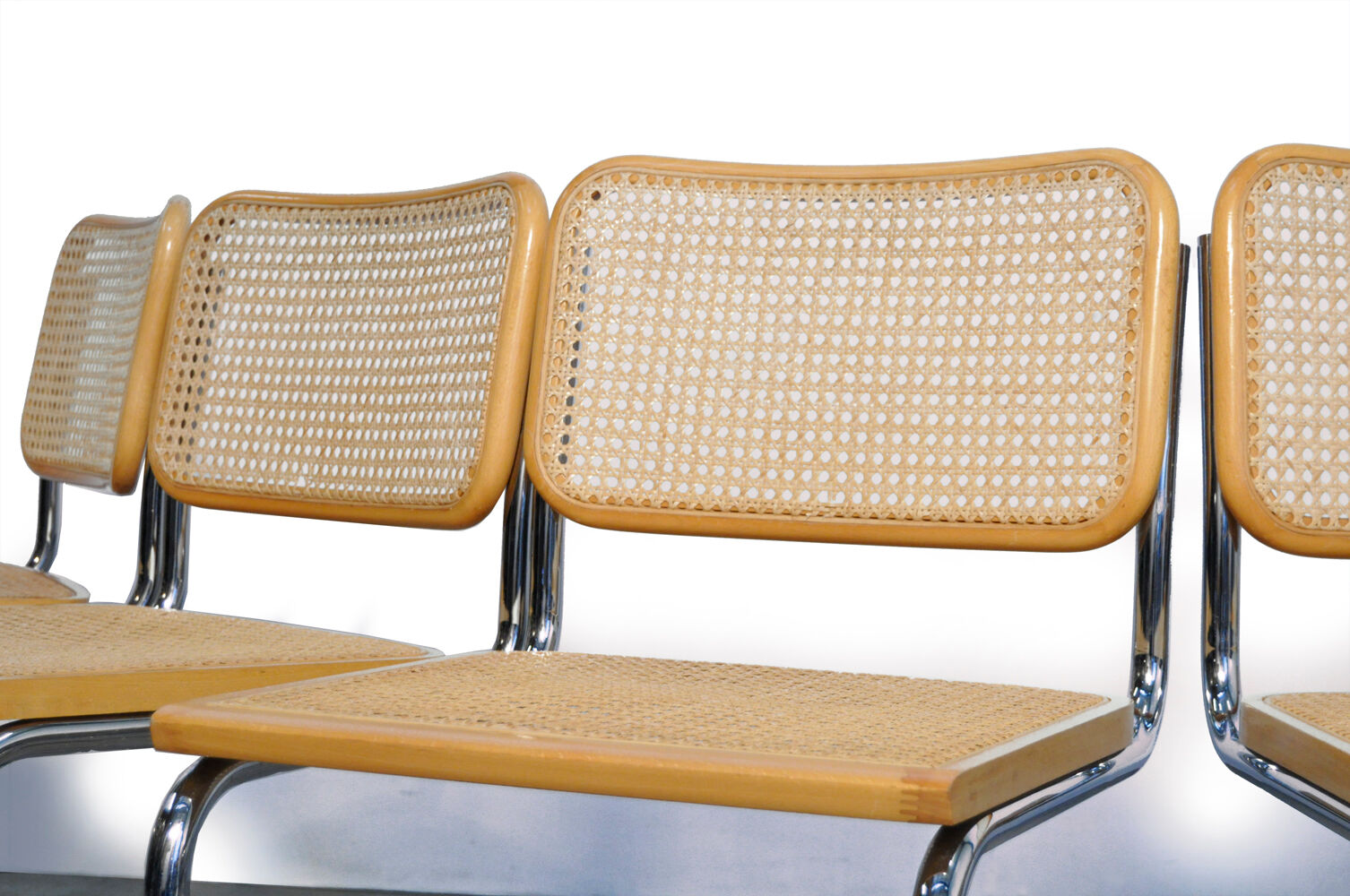 Six Cesca tubular frame cantilever dining chairs by Fasem, Italy 1999