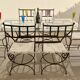 Table de terrasse plateau en verre + 6 chaises en fer forgé