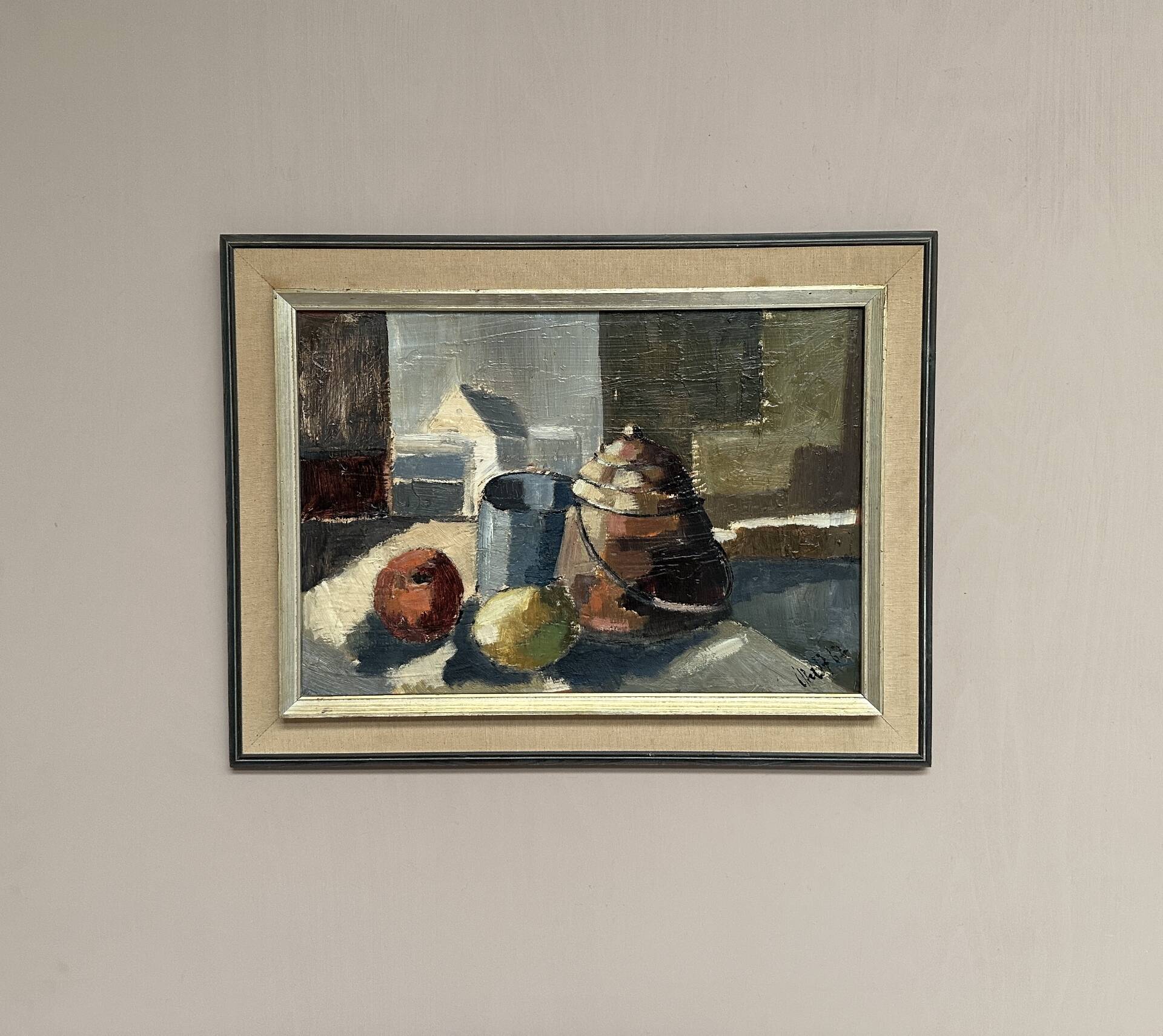 Huile sur panneau – « Nature morte » attribuée à Åke Wilhelm Andersson – 1962