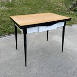 Italian dining table and 4 chairs by Salvarani, 1950s, set of 5.