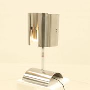 Rare Table Lamp in Stainless Steel by J. Bouvier, France, 1970s