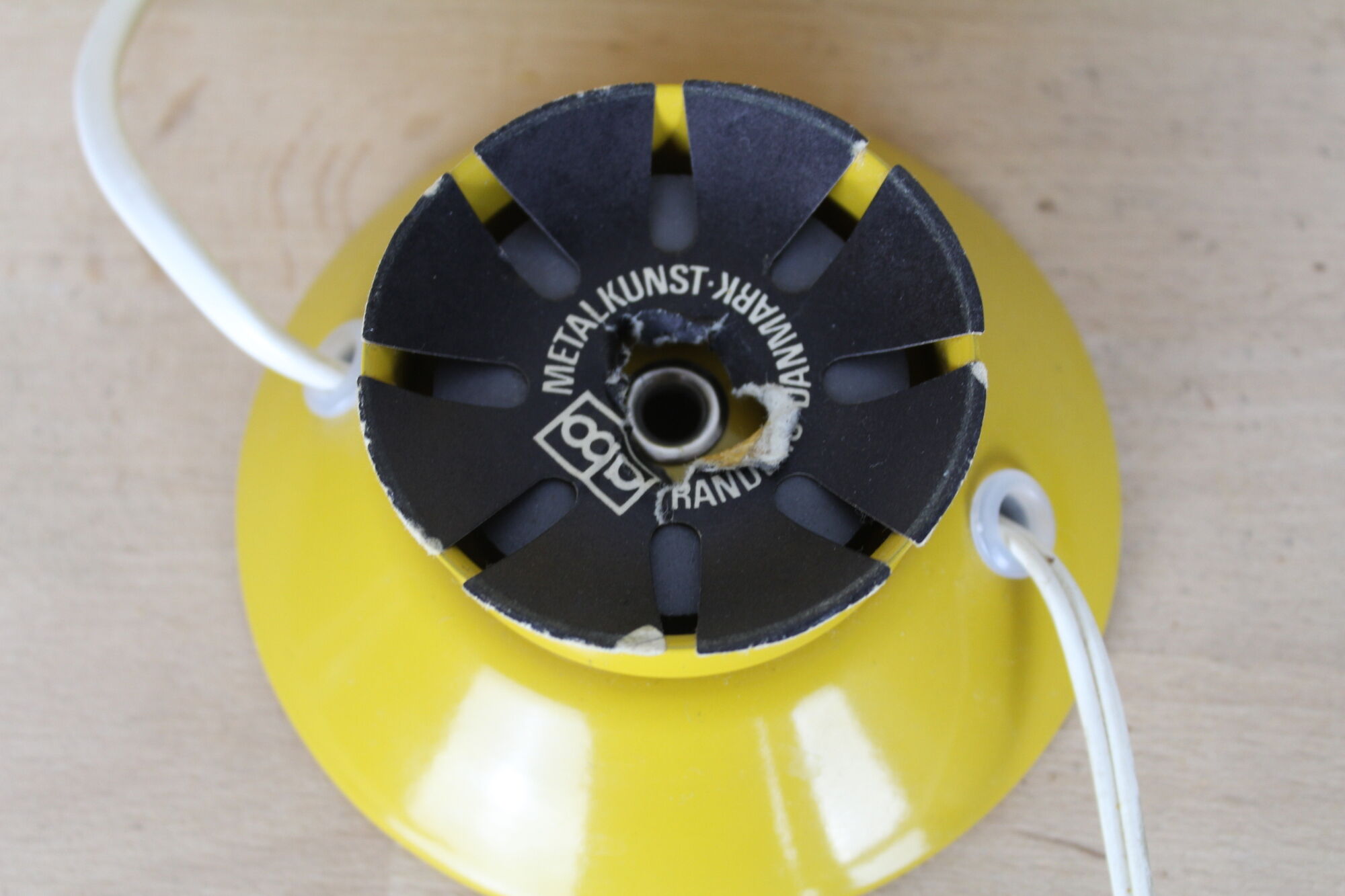 Abo Randers Danmark yellow metal spot lamp, ball, to lay or wall sconce