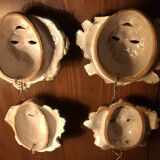 Set of 4 bacchus masks four seasons italy ceramic