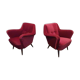 Pair of organic armchairs from the 50s red velvet