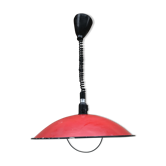 Old red metal suspension lamp from the 70s