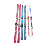 3 pairs of vintage skis: Rossignol Strato, ST 650 & Fischer.