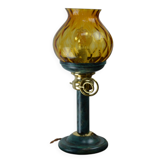 Unique Upcycled Amber Glass Lamp