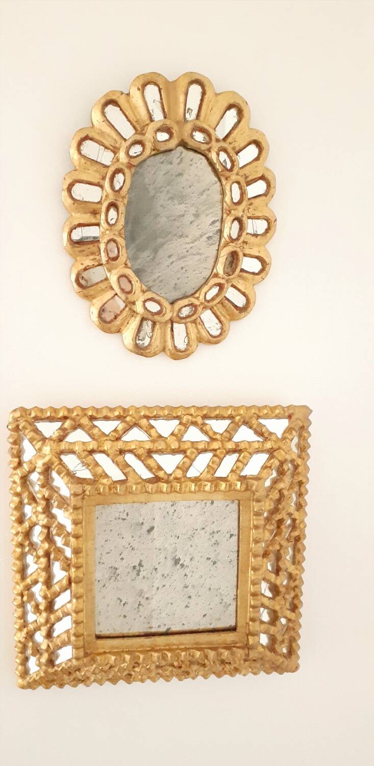 Vintage gilded mirror with glazing beads