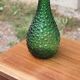 Large decorative vintage green glass carafe/bottle with relief – H57 cm