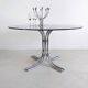 Italian Chrome & Smoked Glass Dining Table 1970's