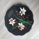 Fruit cup dish longwy france daffodils numbered deco flower on foot