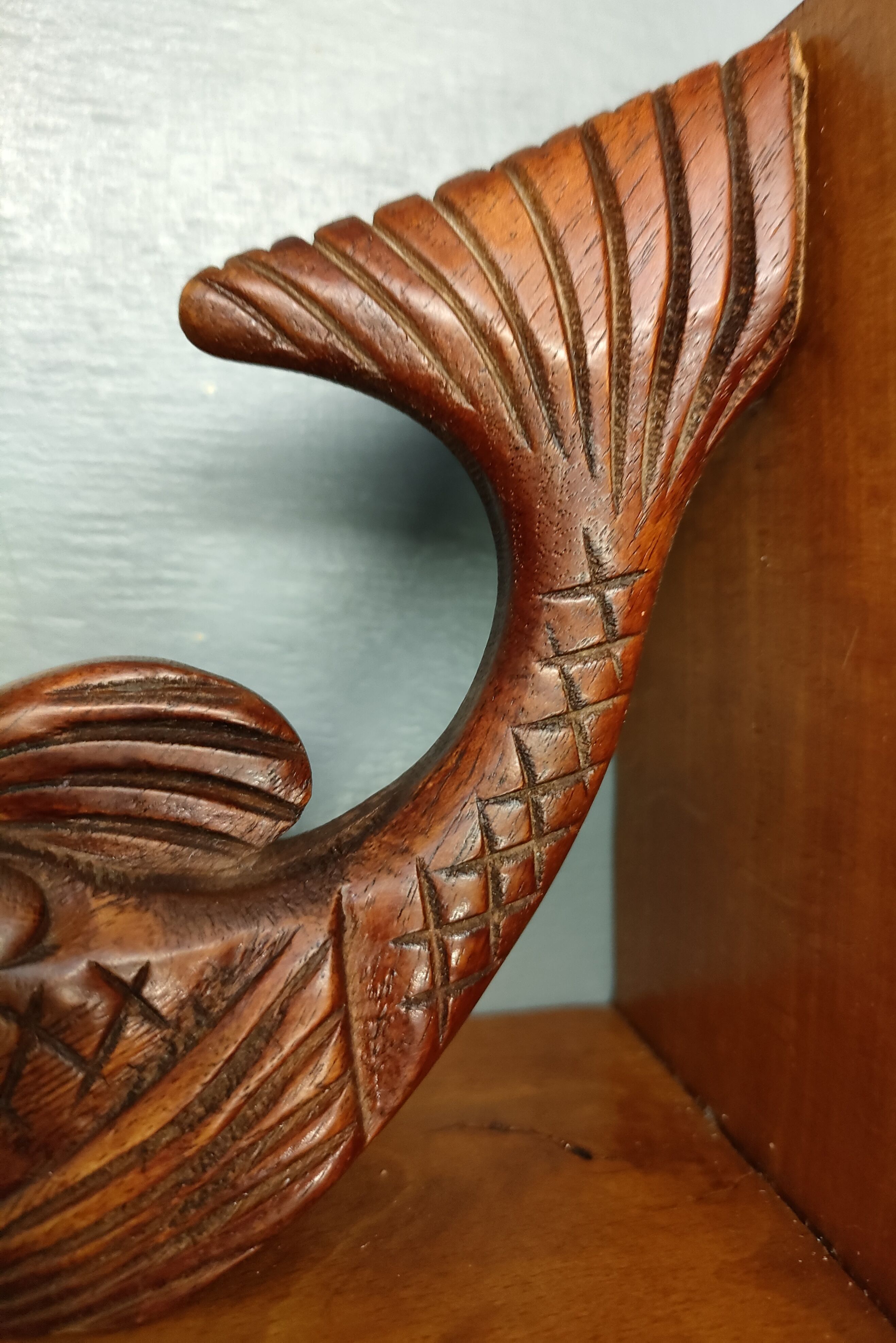 Pair of hand-carved art-deco fish bookends - 30s