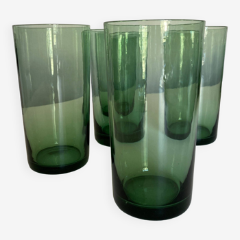 Set of 5 glasses green cups 1960