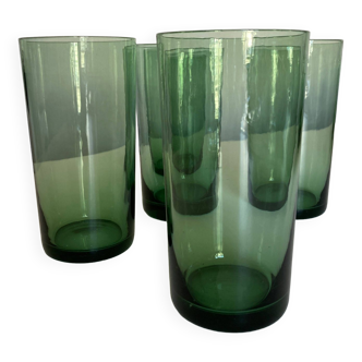 Set of 5 glasses green cups 1960