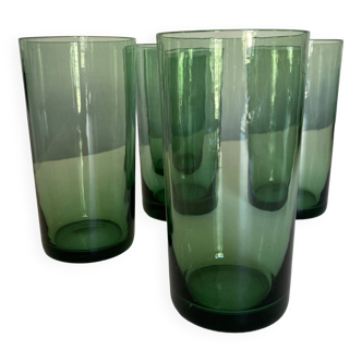 Set de 5 verres gobelets verts 1960