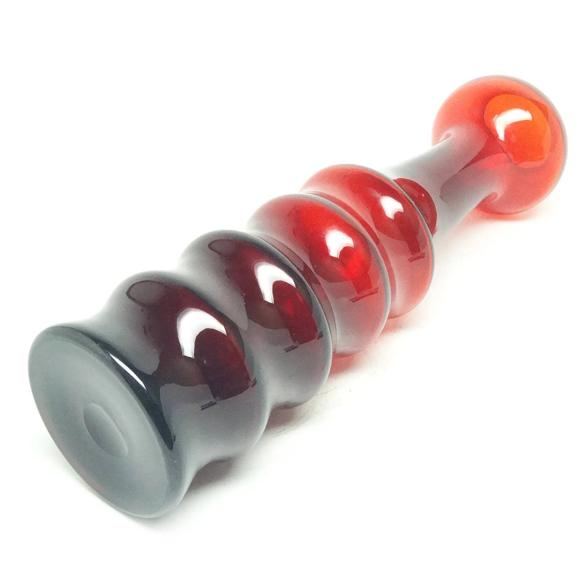Giraffe vase, postmodernism, glass, design by K. Krawczyk, Huta Sudety, Poland, 1970s