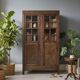 Vintage display cabinet/shelf in dark wood with glass.