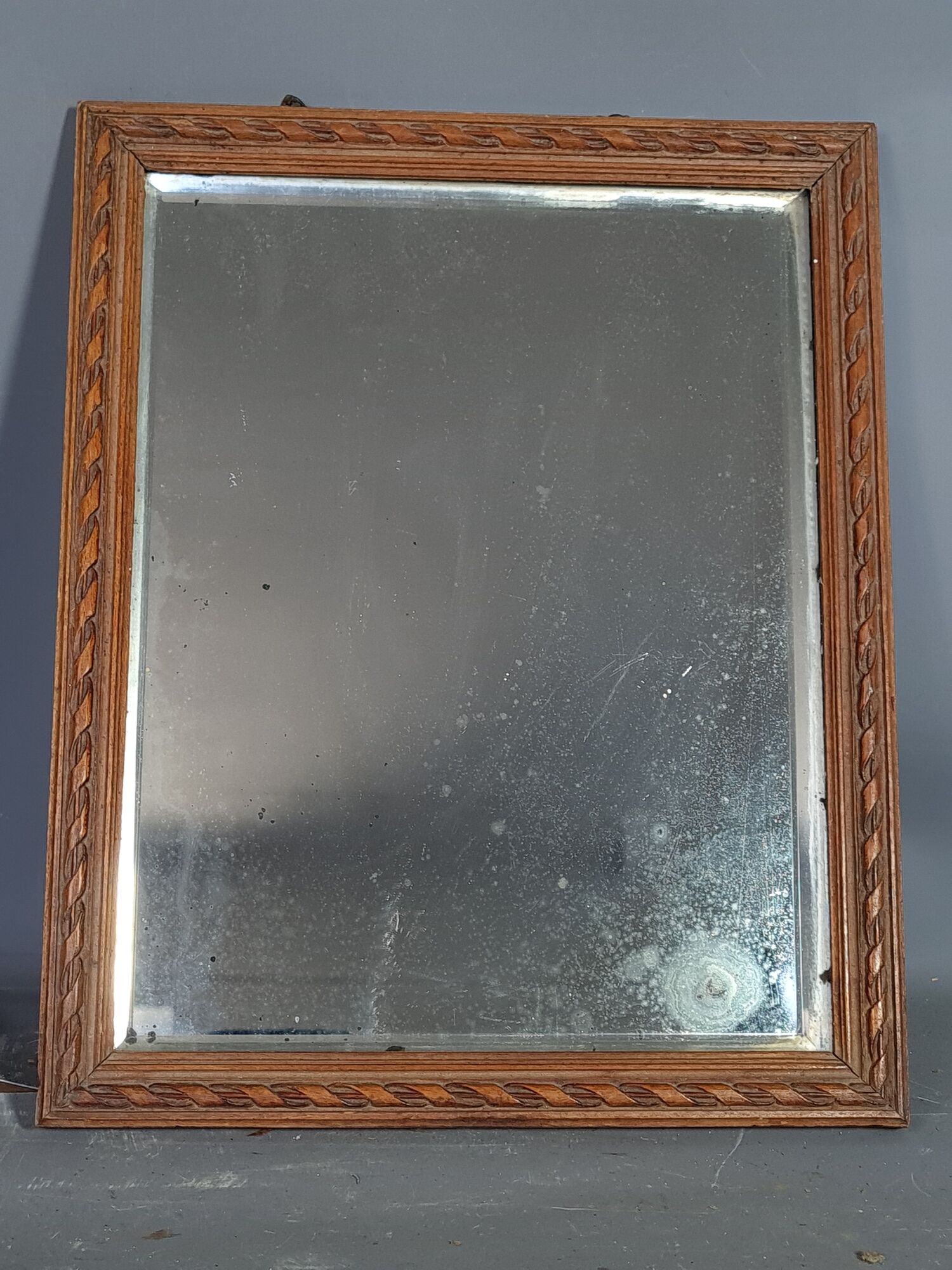 Old louis XVI style mirror carved wood, beveled ice 31x25 cm SB