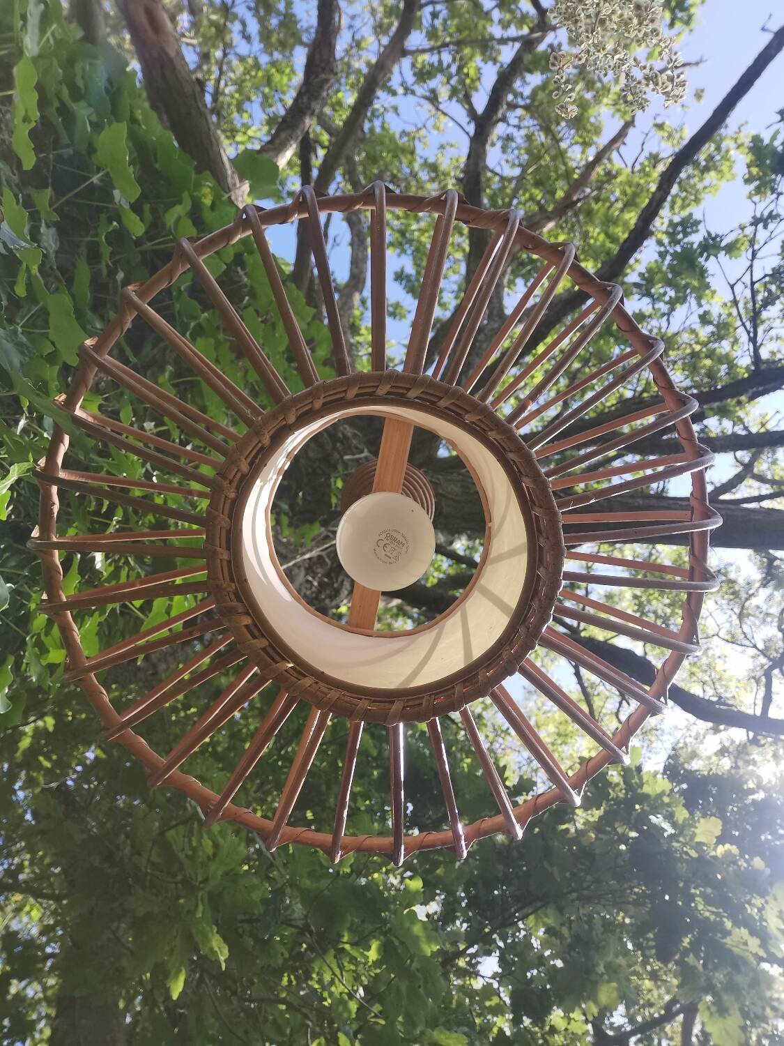 Rattan pendant lamp from the 60s