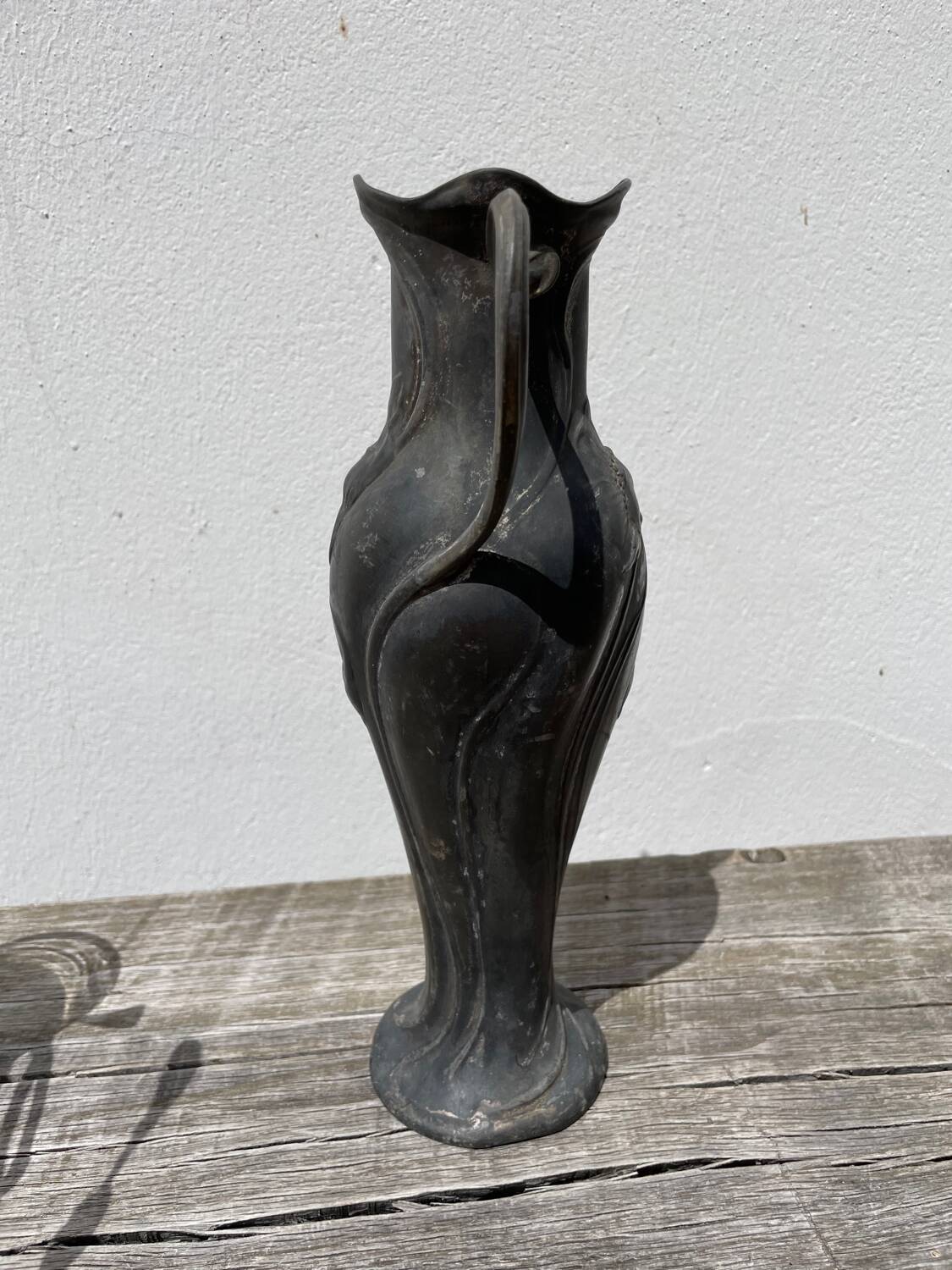 Art nouveau pewter vase 1900 signed