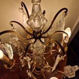 Old bronze girandole and crystal 4 fires