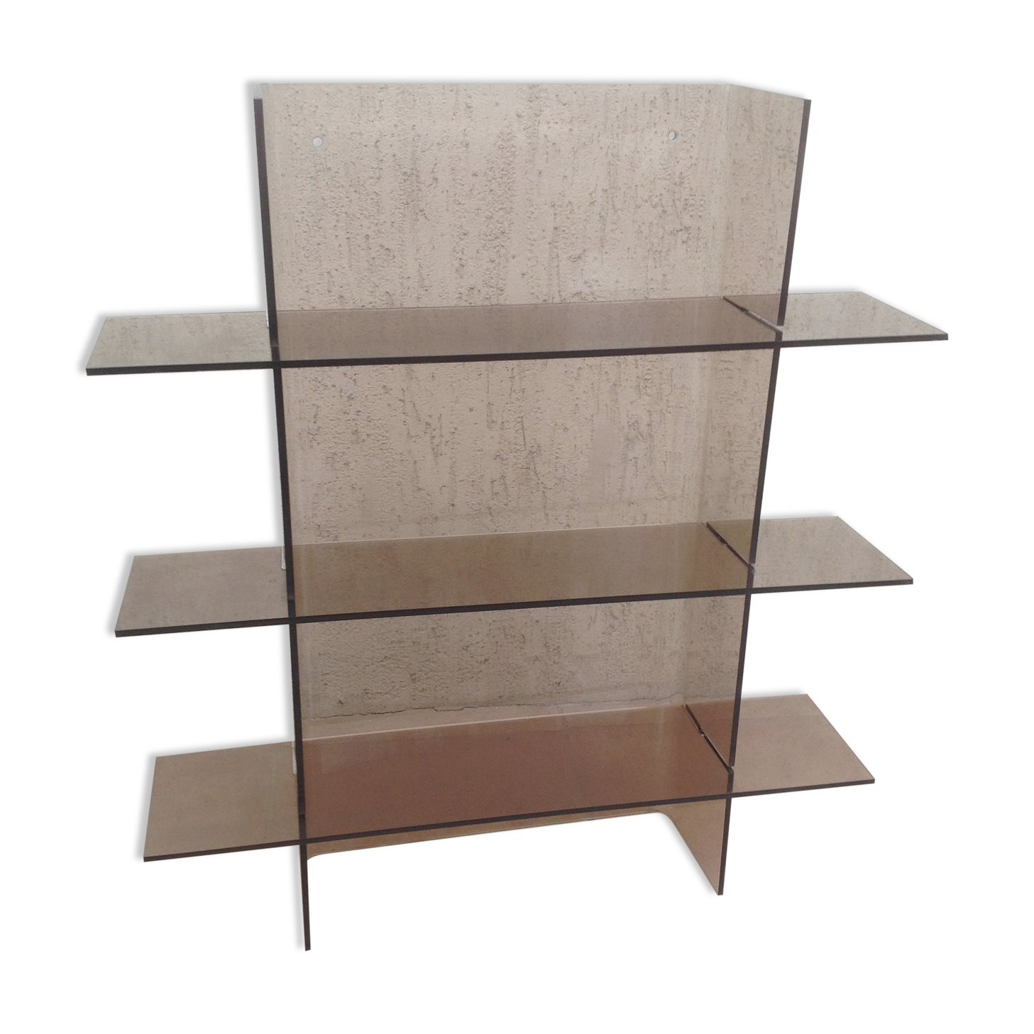 Plexiglass shelf smoked glass vintage brown
