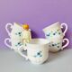 5 cups veronica tea with blue myosotis in white glass from arcopal-80s-retro-vintage