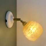 Vintage globe wall light in pink Clichy glass