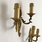 Paire d'appliques en laiton style rocaille