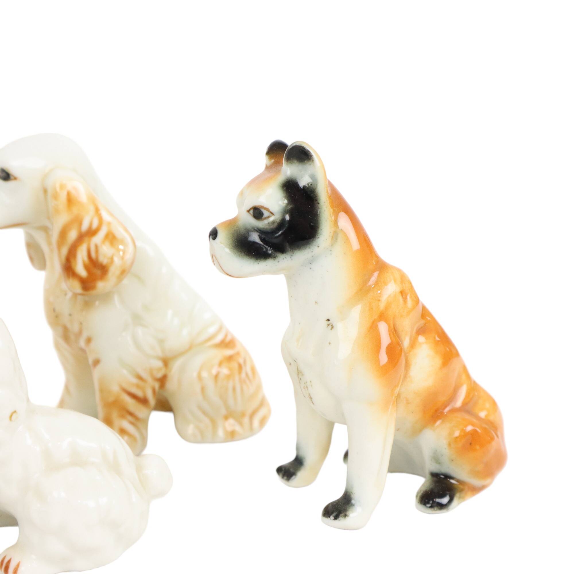Vintage Set of 5 Dog Porcelain Figurines Figures 9cm