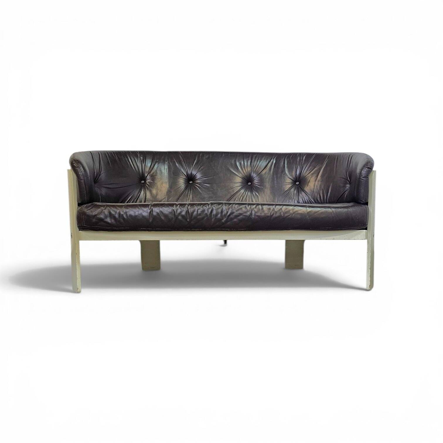 Bz49 sofa by Hans Ell for 't Spectrum / 1970 / dark brown leather