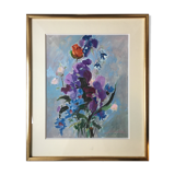 Stunning painting "Bouquet of country flowers" signed framed