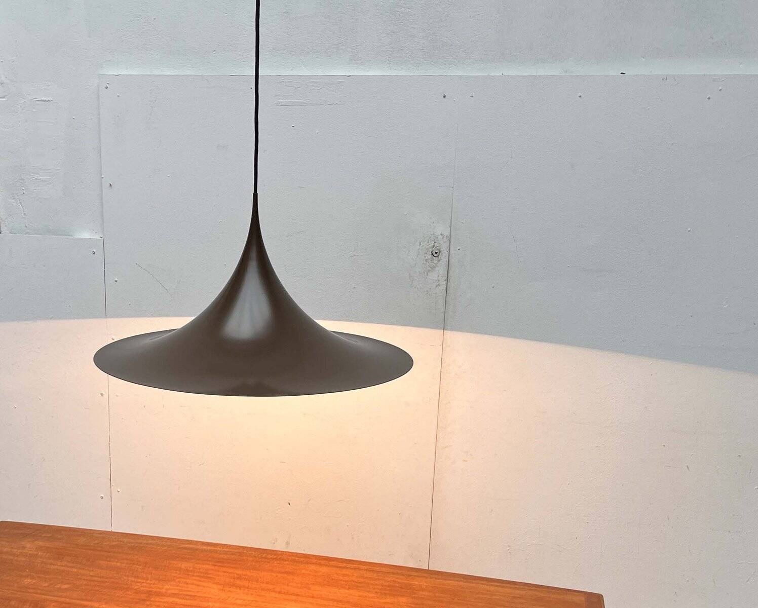 Mid-Century Modern Space Age Danish Brown Semi Pendant Lamp by Claus Bonderup and Torsten Thorup for Fog & Mørup, 1960s