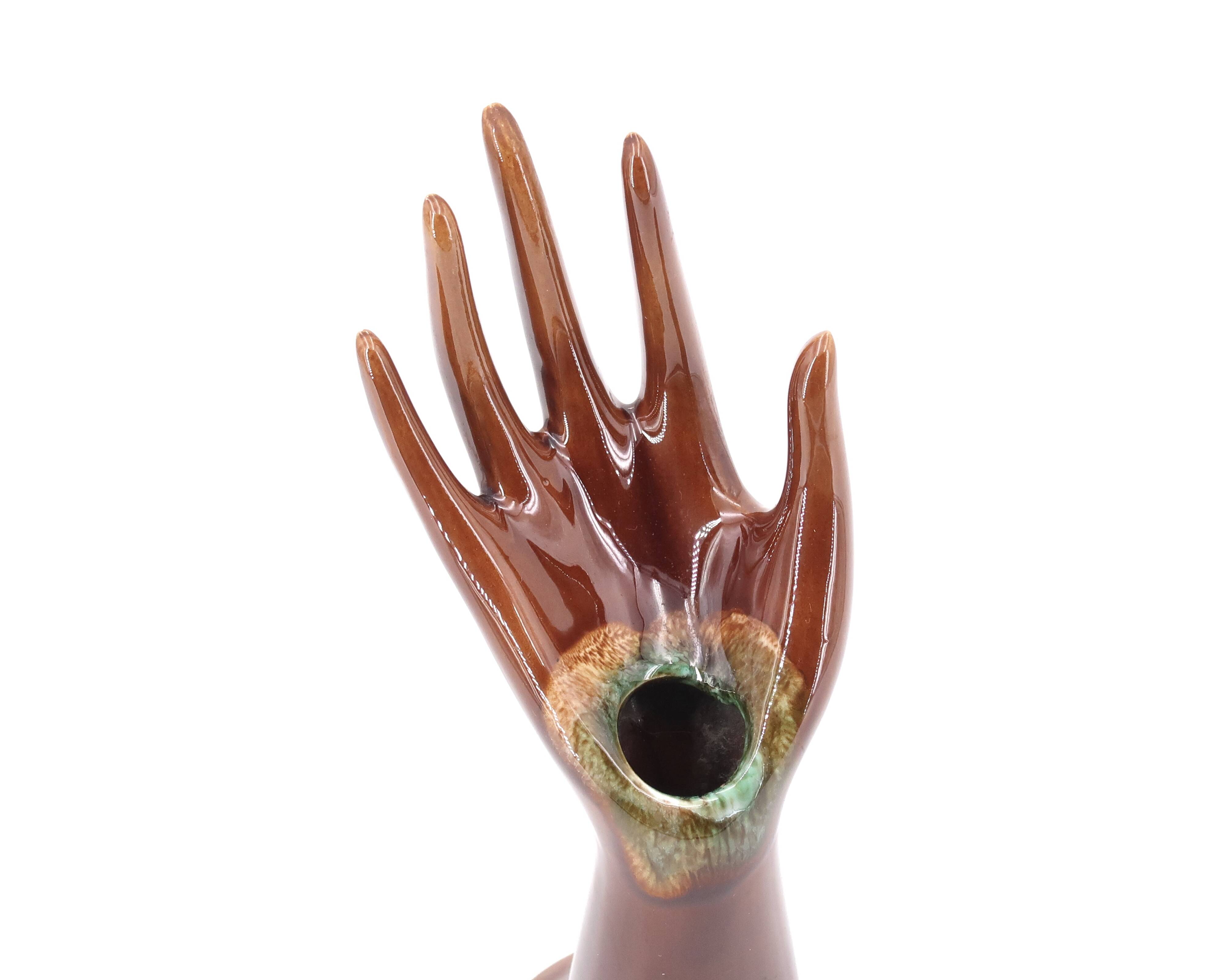 Handmade ring sizer or vase in brown ceramic, Vallauris