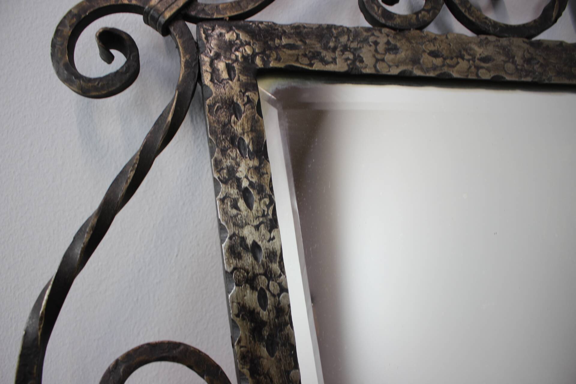 Ornamental wrought iron mirror MOKO Prague, Czechoslovakia, mid-20th century