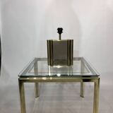 Lampe de table miroir en laiton années 1970 Vintage Hollywood Regency